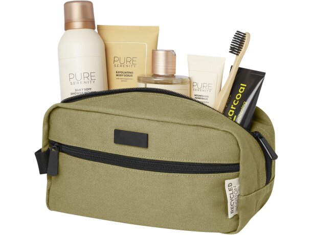 Neceser de viaje Joey con lona reciclada certificada GRS Verde oliva detalle 20