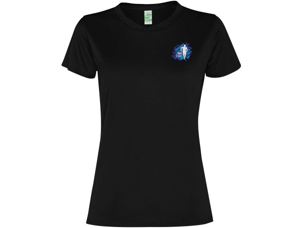 Camiseta deportiva mujer Slam Roly poliéster reciclado Negro intenso detalle 3