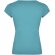 Camiseta manga corta mujer Belice Roly entallada cuello v Azul turquesa detalle 17