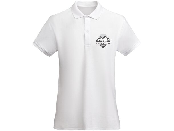 Polo mujer algodón orgánico Prince manga corta entallado Roly Blanco detalle 1
