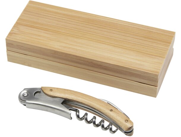 Sacacorchos Carmenier bambú personalizados para regalar camarero Natural detalle 5