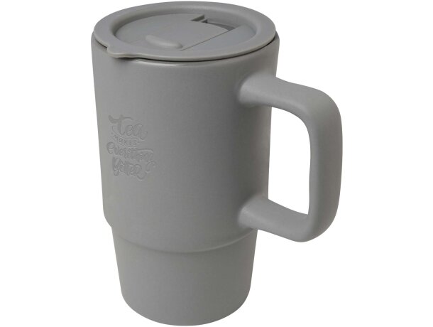 Taza térmica de gres Carter con tapa antiderrame 450ml Gris detalle 9
