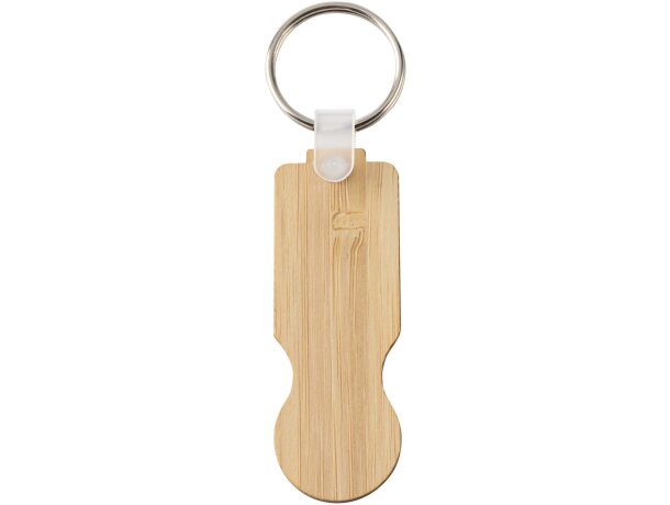 Llavero con moneda para carrito de bambú Ronan Natural detalle 3