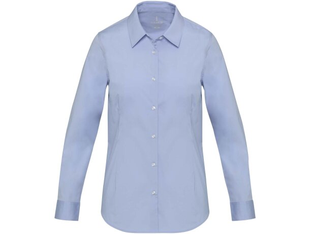 Camisa popelina mujer Carnelian algodón BCI elástico Azul claro detalle 10