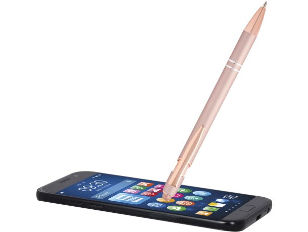 Bolígrafo Nanna con acabado en oro rosa y aluminio reciclado detalle 12