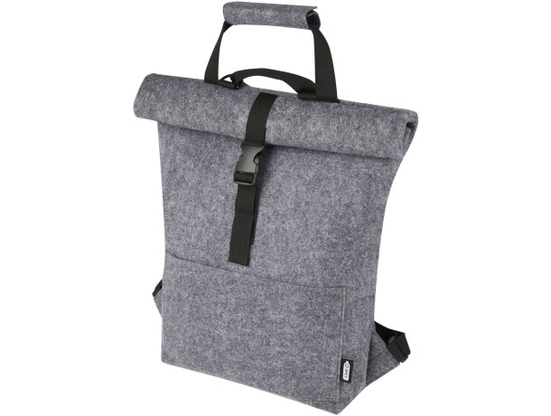 Bolsa bicicleta enrollable Felta fieltro reciclado GRS Gris medio detalle 6