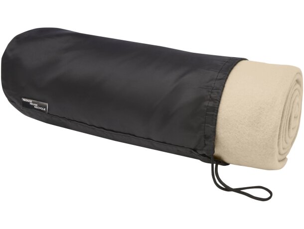 Manta Willow polar reciclada 152x127 cm bolsa transporte diseño Negro intenso detalle 53