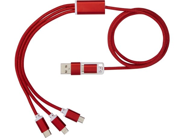 Cable de carga personalizado 100 cm con 5 conectores Versatile Rojo detalle 2