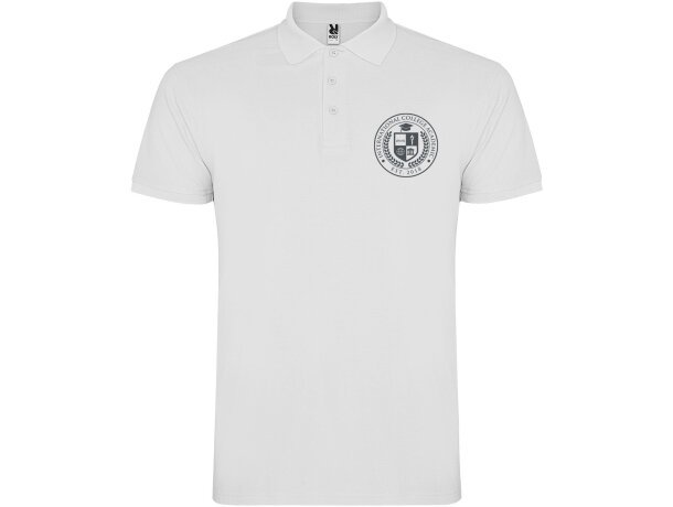 Polo manga corta hombre Star Roly 100% algodón piqué 200 g/m² Blanco detalle 1