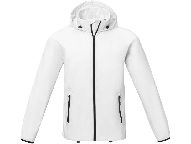Chaqueta ligera impermeable hombre Dinlas con capucha enrollable Blanco detalle 2