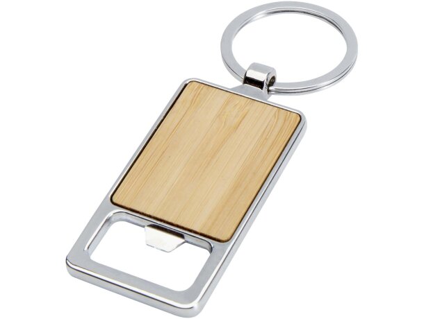 Llavero bambú con abrebotellas Snapper acero inoxidable Natural detalle 3