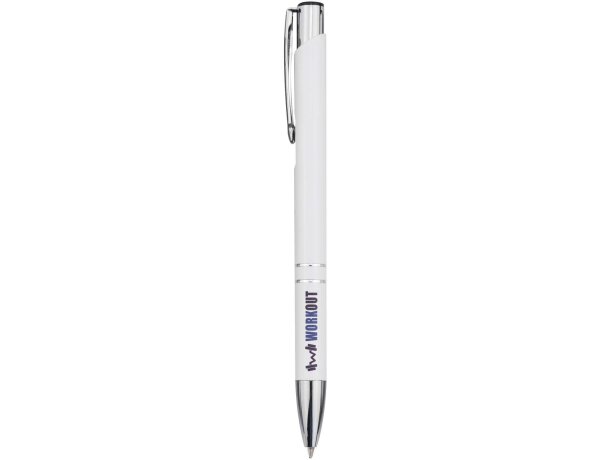 Bolígrafo Moneta de aluminio reciclado con mecanismo clic Blanco detalle 2