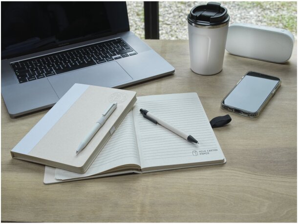 Set libreta A5 y bolígrafo Dairy Dream cartón reciclado Blanco detalle 10