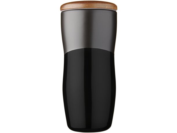 Vaso de cerámica de 370 ml de doble pared Reno Negro intenso detalle 3