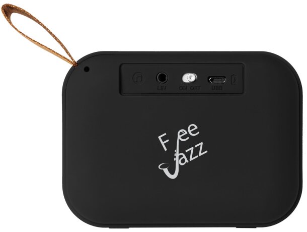 Altavoz Bluetooth Fashion con rejilla de tela tejida Negro intenso detalle 1