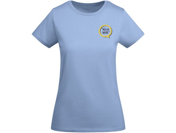 Camiseta mujer algodón orgánico Breda de Roly Azul celeste detalle 13
