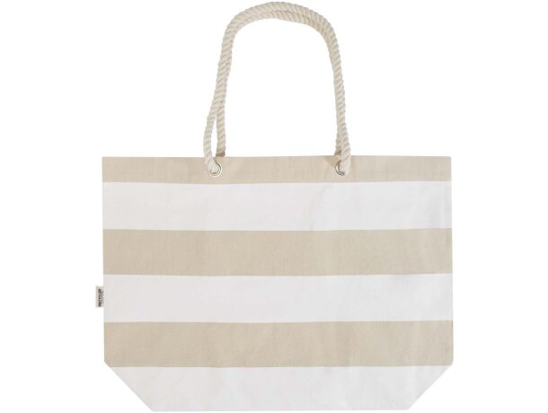 Bolsa tote de playa algodón reciclado certificado GRS Florida Natural/blanco detalle 21