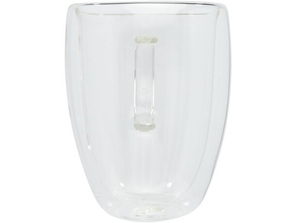 Tazas de vidrio de doble pared con posavasos de bambú Manti Transparente/natural detalle 2