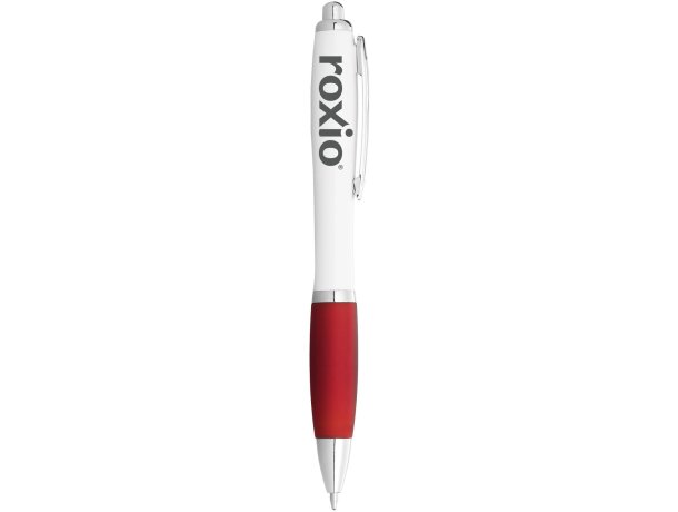 Bolígrafos con nombre con goma tinta azul Nash Blanco/rojo detalle 2