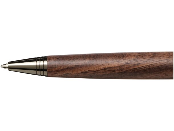 Bolígrafos de madera para empresa en latón cromado tinta negra Loure Negro intenso/marrón oscuro detalle 5