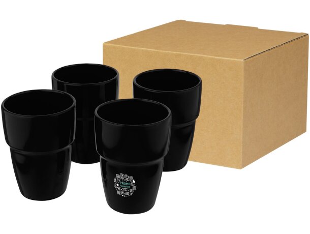 Set de regalo de 4 vasos apilables de 280 ml Staki Negro intenso detalle 26