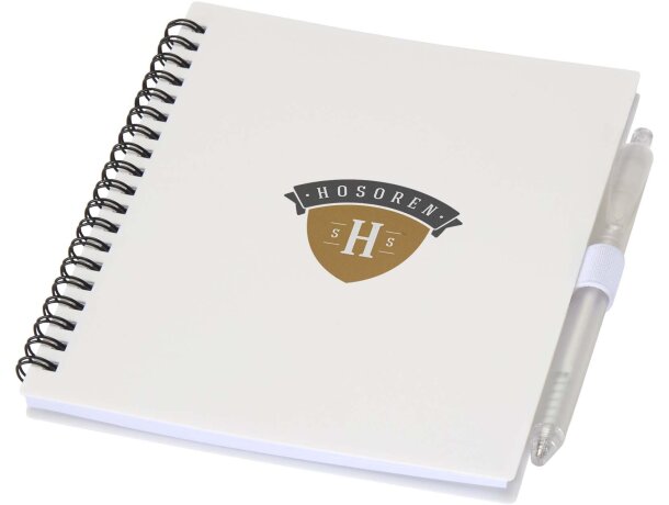Juego libreta tapa blanda y bolígrafo reciclado Niove Blanco detalle 13
