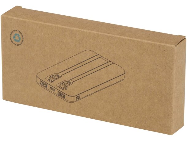 Batería externa Adhil de plástico reciclado 10000 mAh Blanco detalle 11
