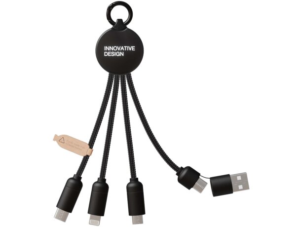 Cable de carga 5 en 1 SCX.design C14 con materiales reciclados Negro intenso detalle 2