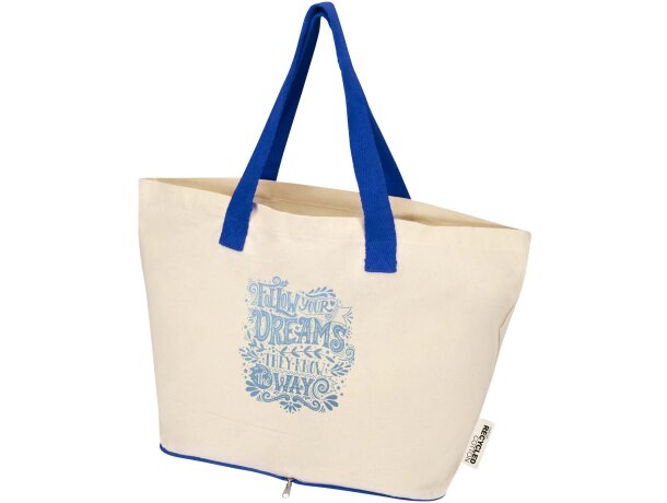 Bolsa tote Sierra 12L algodón reciclado certificado GRS Natural/azul real detalle 17