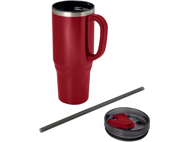 Vaso térmico con pajita Melbourne 1200ml acero reciclado Rojo detalle 39