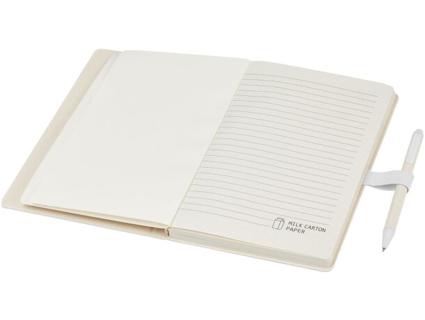 Set libreta A5 y bolígrafo Dairy Dream cartón reciclado Blanco detalle 9