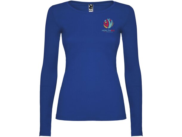 Camiseta manga larga mujer algodón 100% Roly Extreme Azul real detalle 9