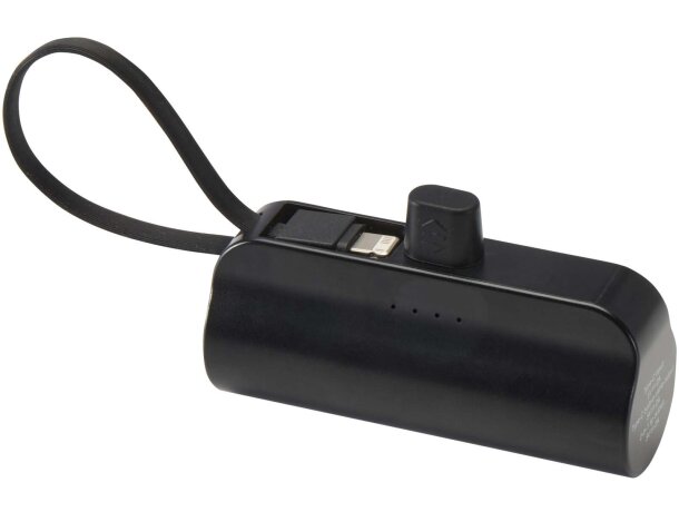 Batería externa Alnair 5000 mAh con plástico reciclado Negro intenso detalle 4