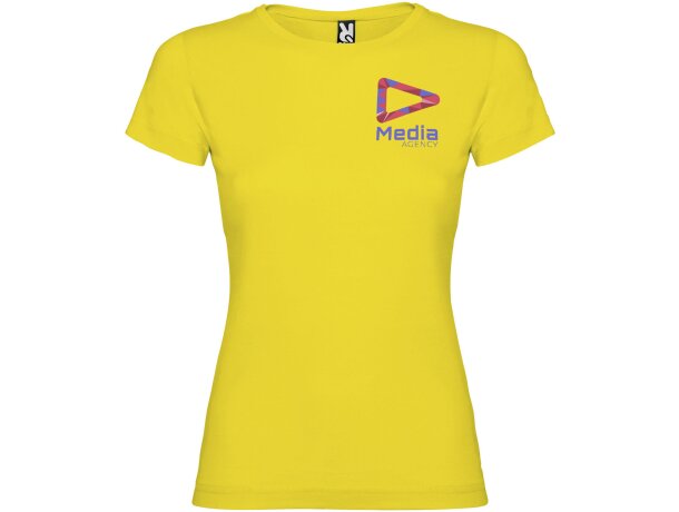 Camiseta mujer manga corta Jamaica Roly 100% algodón entallada Amarillo detalle 9