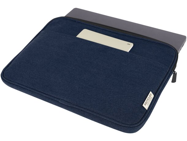 Funda para portátil de 14 pulgadas Joey de lona reciclada GRS Azul marino detalle 10