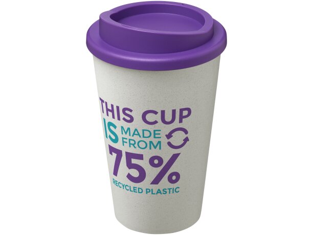 Vaso de plástico con tapa de rosca polipropileno reciclado 350ml Blanco/morado detalle 17