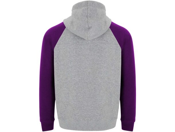 Sudadera con capucha bicolor infantil Roly Badet Gris mezcla/morado detalle 25