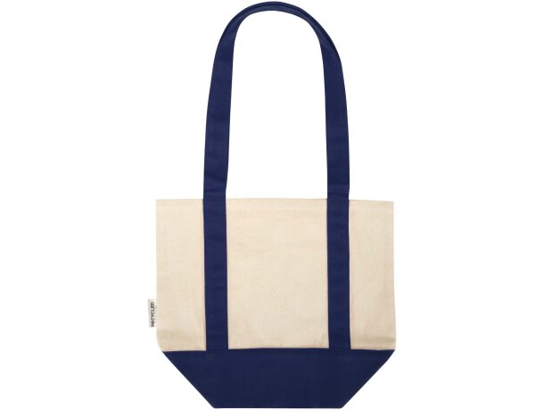 Bolsa tote mini algodón reciclado certificado GRS 320 g/m² Sam Azul marino/natural detalle 17
