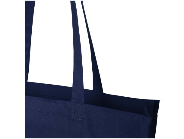 Bolsa tote algodón reciclado GRS con refuerzos Florida 14L Azul marino detalle 25