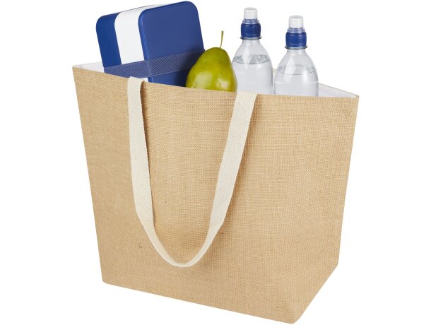Bolsa tote isotérmica de yute 12 litros certificada Juta Natural/blanco detalle 3