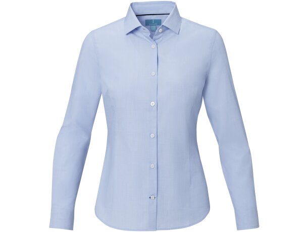 Camisa orgánica manga larga mujer Cuprite popelín algodón Azul claro detalle 2
