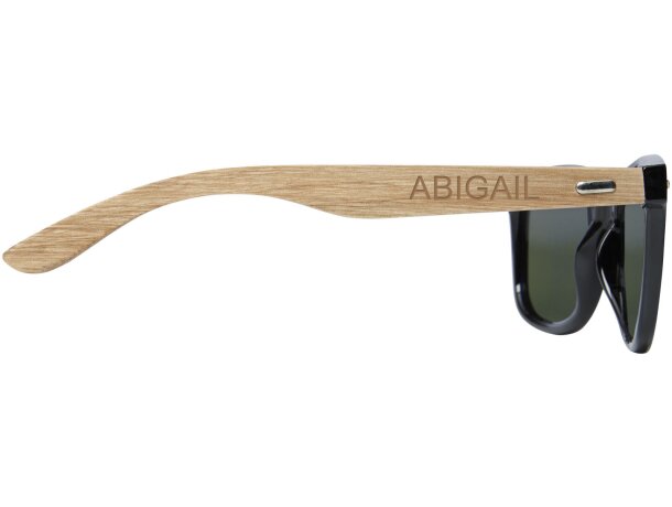 Gafas de sol polarizadas con cristal de espejo de PET reciclado/madera en caja de regalo Hiru Madera detalle 2