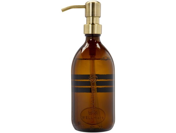 Dispensador jabón Wellmark Bubbles vidrio ámbar 500ml cobre detalle 2