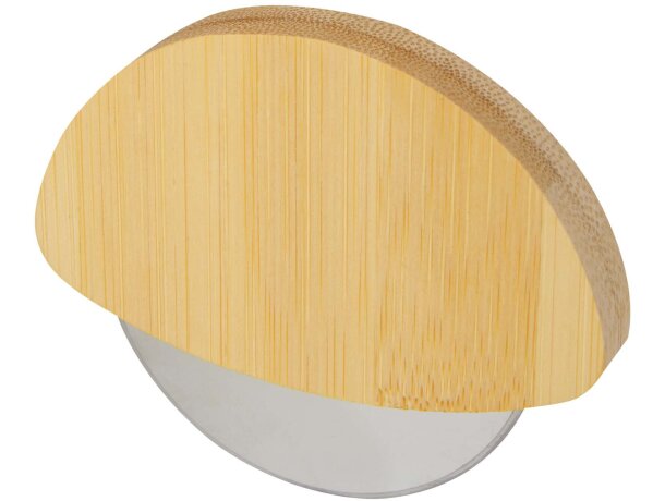 Cortador pizza Navajo con mango bambú y cuchilla acero inoxidable Natural detalle 5