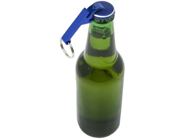 Abridor de botellas y latas Tao aluminio reciclado con llavero Azul real detalle 11