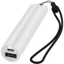Batería externa con cordón y luz led personalizada blanca Batería externa con cordón y luz led personalizada blanca