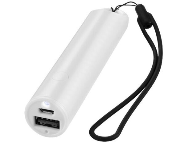 Batería externa con cordón y luz led personalizada blanca Batería externa con cordón y luz led personalizada blanca