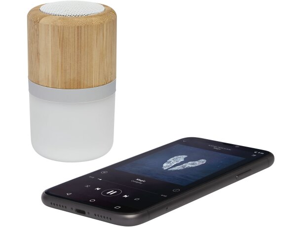 Altavoz de bambú con Bluetooth® y luz Aurea Natural detalle 6