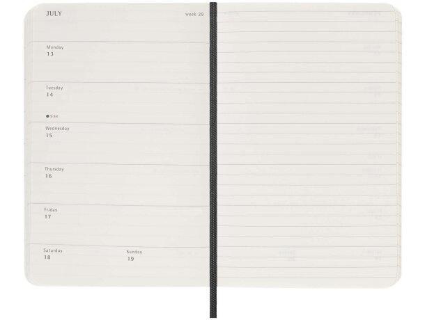 Agenda semanal de bolsillo Moleskine 2026 con tapa blanda Negro intenso detalle 5