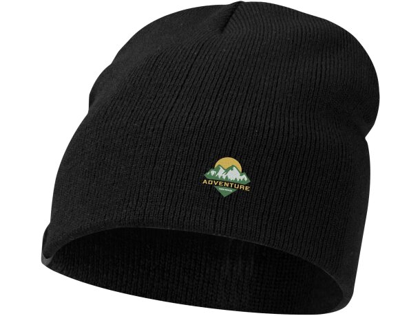 Gorro Izu de acrílico con punto de costilla 1x1 Negro intenso detalle 10